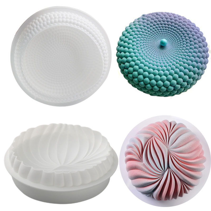 Kitchen Handy Gadgets - รอบมูสเค้กสําหรับเบเกอรี่ขนาดใหญ่ Dunes แม่พิมพ์ซิลิโคน 3D เรขาคณิตไข่มุก Pastry