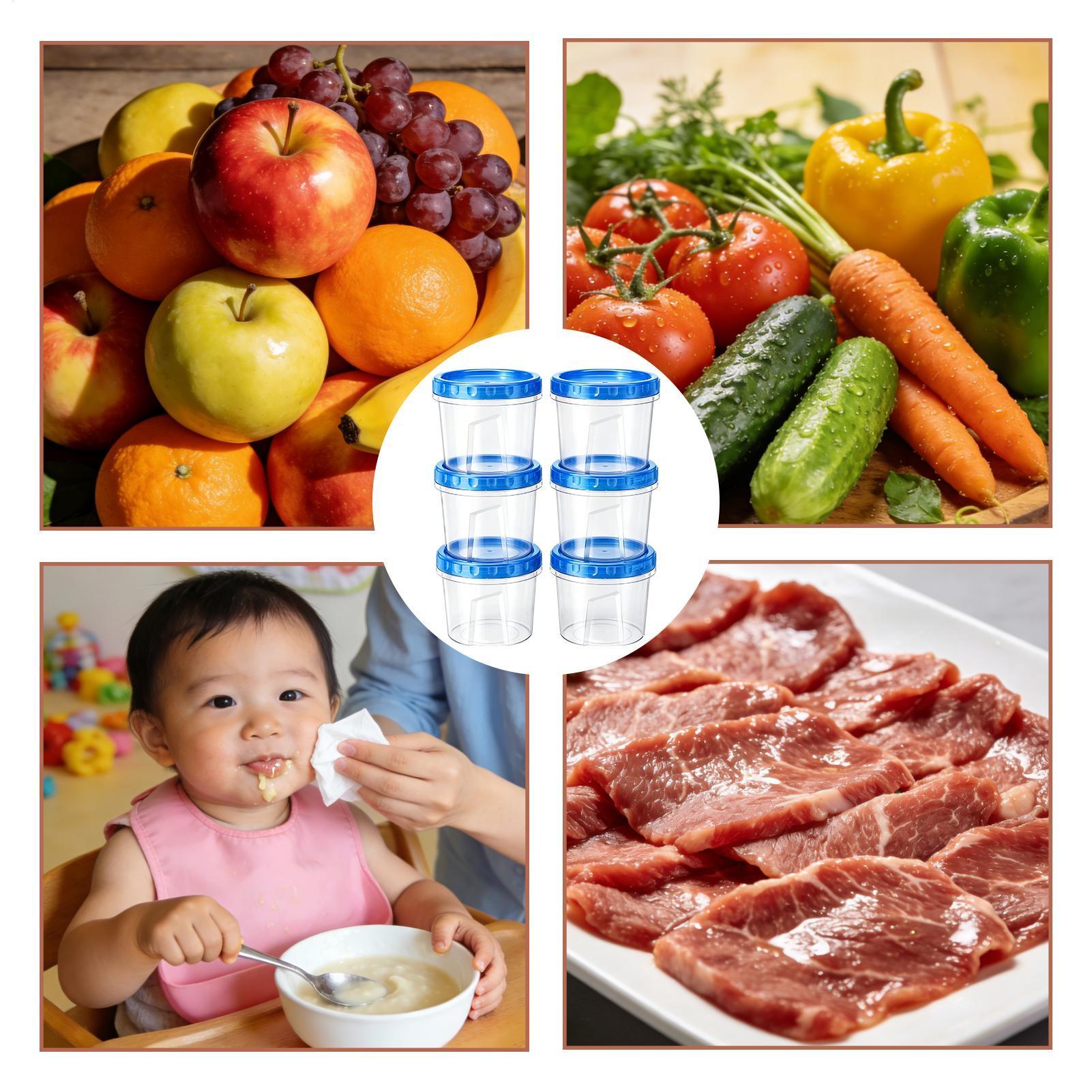 Food Storage Containers - ภาชนะแช่แข็งสำหรับเก็บอาหาร 6 ชิ้น 16 ออนซ์ ภาชนะเก็บอาหารแช่แข็งแบบซ้อนกันได้
