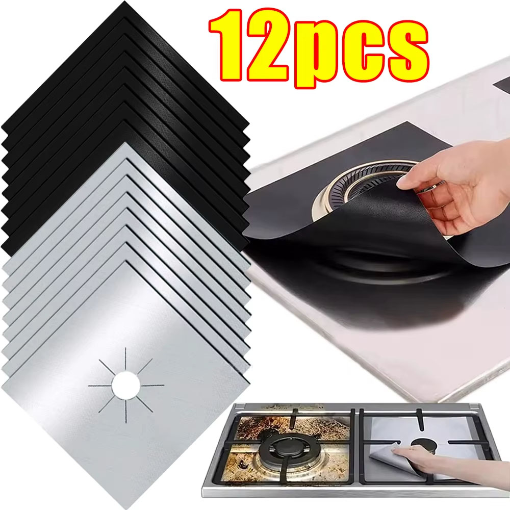 Kitchen Gadgets New 2025 - แผ่นรองเตาแก๊สแบบเทฟลอน รุ่นใหม่ ปี 2025 ทนความร้อนสูง กันน้ำมัน