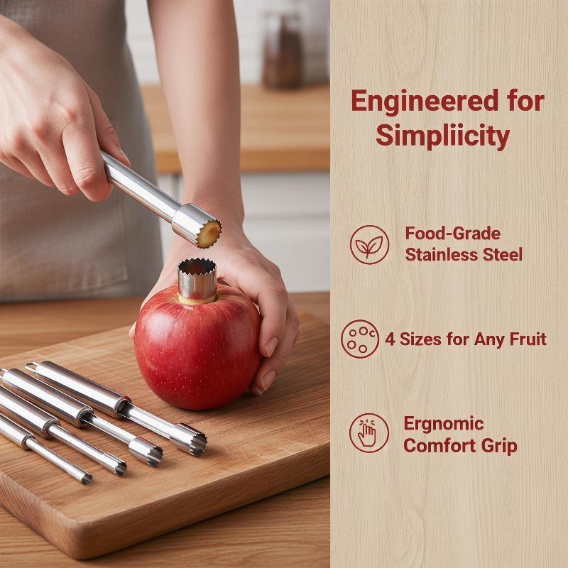 Kitchen Gadgets And Tools - ที่คว้านเมล็ดผลไม้ 4 ชิ้น อุปกรณ์ครัว สแตนเลส เครื่องมือทำครัว