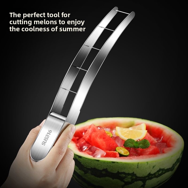 Watermelon Slicer Cutter - เครื่องมือตัดแตงโมแบบลูกเต๋าสำหรับใช้ในครัวเรือน, เครื่องตัดผลไม้สแตนเลส, เครื่องมือเฉพาะสำหรับการตัดผลไม้แบบลูกเต๋า