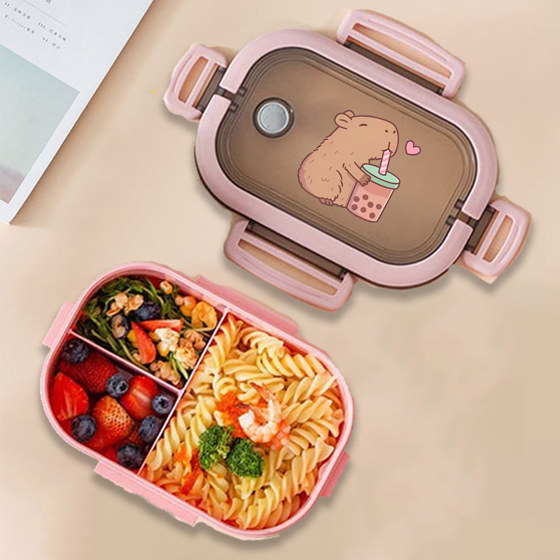Food Storage Containers - กล่องข้าวกลางวันลายคาปิบาร่า ลายการ์ตูนอนิเมะ กล่องเก็บอาหารสำหรับเด็ก กล่องอาหารกลางวันสำหรับเด็กนักเรียน ปิกนิก กล่องอาหารกลางวันสำหรับเด็กชายและเด็กหญิง