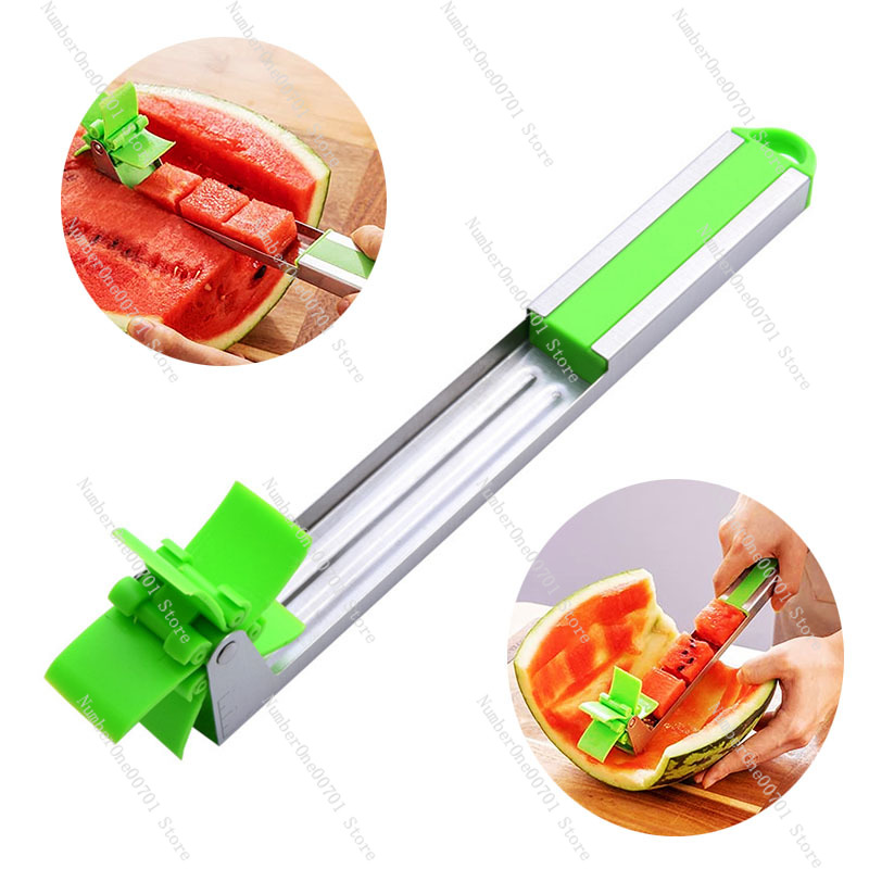 Watermelon Slicer Cutter - ที่ตัดแตงโม ดีไซน์กังหันลม สำหรับใช้ในครัวเรือน ทำจากสแตนเลส ตัดแตงโมเป็นลูกเต๋าได้อย่างรวดเร็ว ใช้ทำสลัดแตงโม
