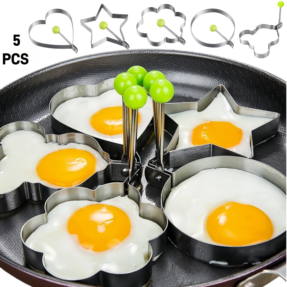 Kitchen Gadgets To Have - พรีเมี่ยมสแตนเลสรูปหัวใจแม่พิมพ์ไข่ทอด-เหมาะสําหรับแหวนไข่เจียว & ต้องมีอุปกรณ์ครัว Gadget อุปกรณ์ครัว