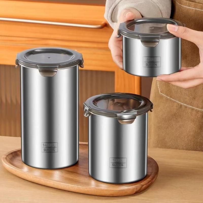 Food Storage Containers - ขวดโหลเก็บอาหาร 500/900/1400 มล. สแตนเลสสตีล ปิดผนึกอย่างดี ภาชนะจัดระเบียบในครัว