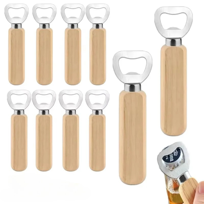Kitchen Gadgets Everyone Needs - ที่เปิดขวดสแตนเลสแบบไม้ สำหรับใช้ในบ้าน ครัว บาร์ ร้านอาหาร งานปาร์ตี้