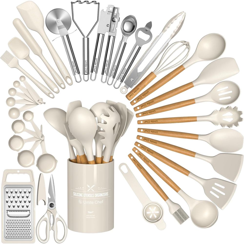 Kitchen Gadgets And Utensils - ชุดอุปกรณ์ครัวซิลิโคนเกรดหนาพิเศษ - ชุดอุปกรณ์ทำอาหาร ทนความร้อน ชุดอุปกรณ์ครัว