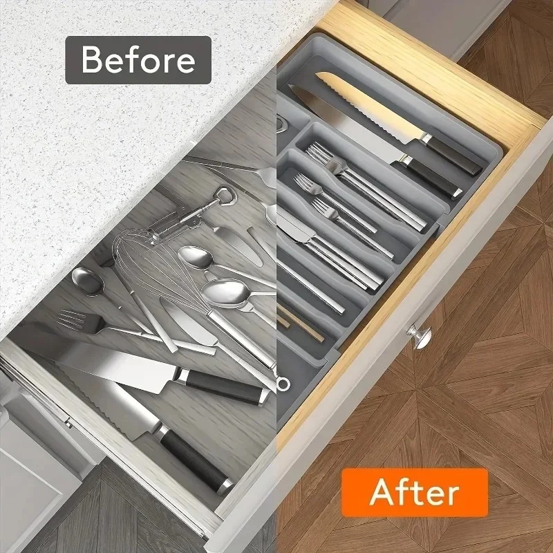 ที่จัดระเบียบช้อนส้อมแบบปรับได - Kitchen Gadgets And Utensils บทวิจารณ์และราคา