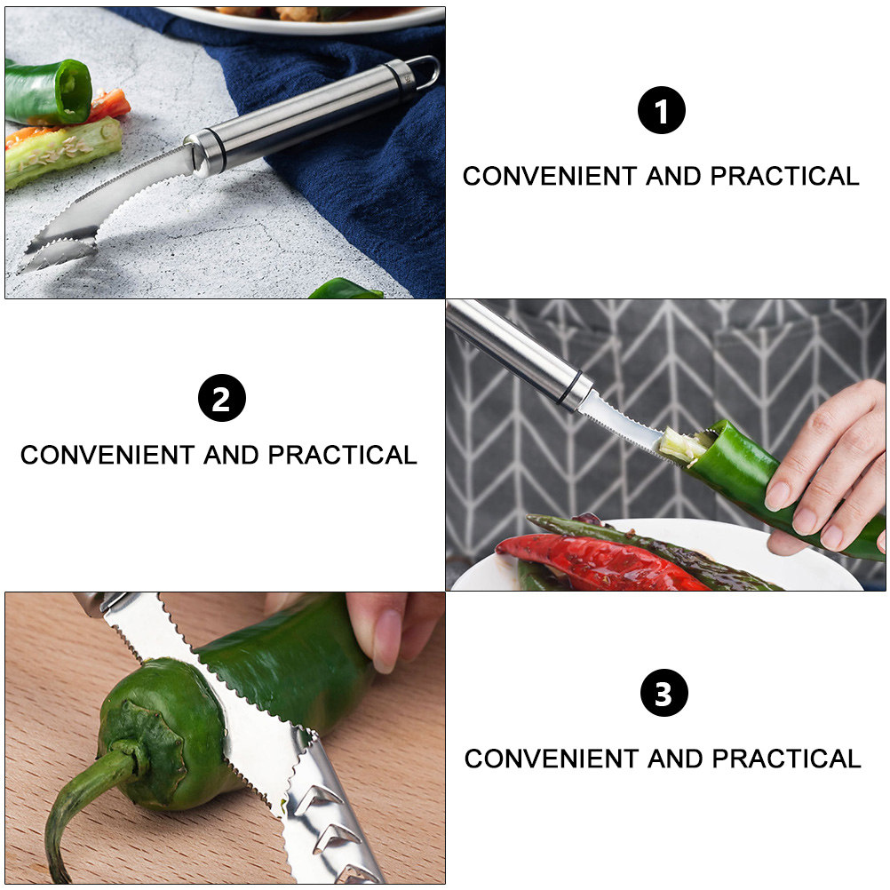 ที่คว้านเมล็ดพริกสแตนเลส 2 ชิ้ - Kitchen Gadgets And Tools บทวิจารณ์และราคา